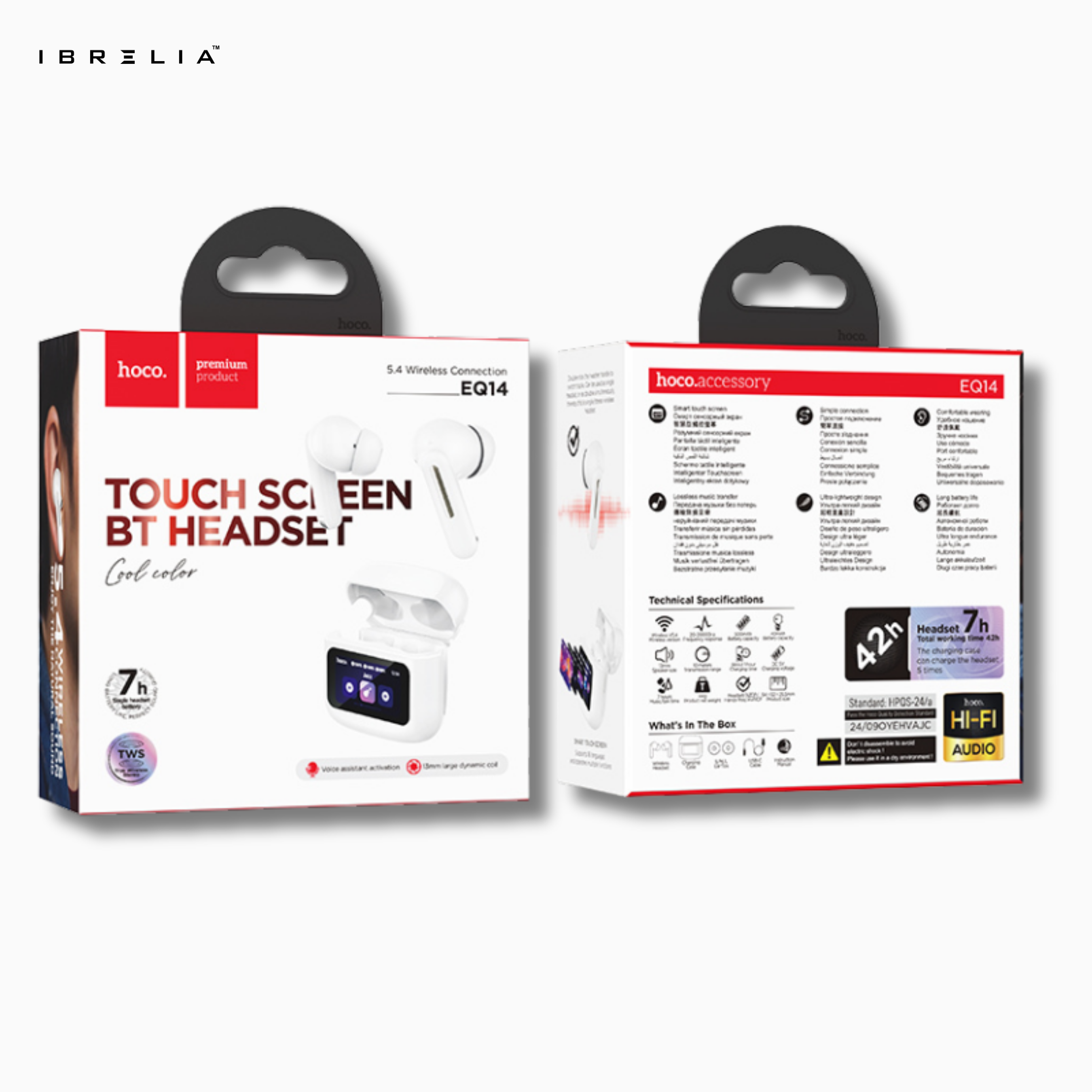 HOCO EQ14 Cool Color True Wireless BT Headset with Smart Touch Screen | 7H Playtime | IBRELIA™