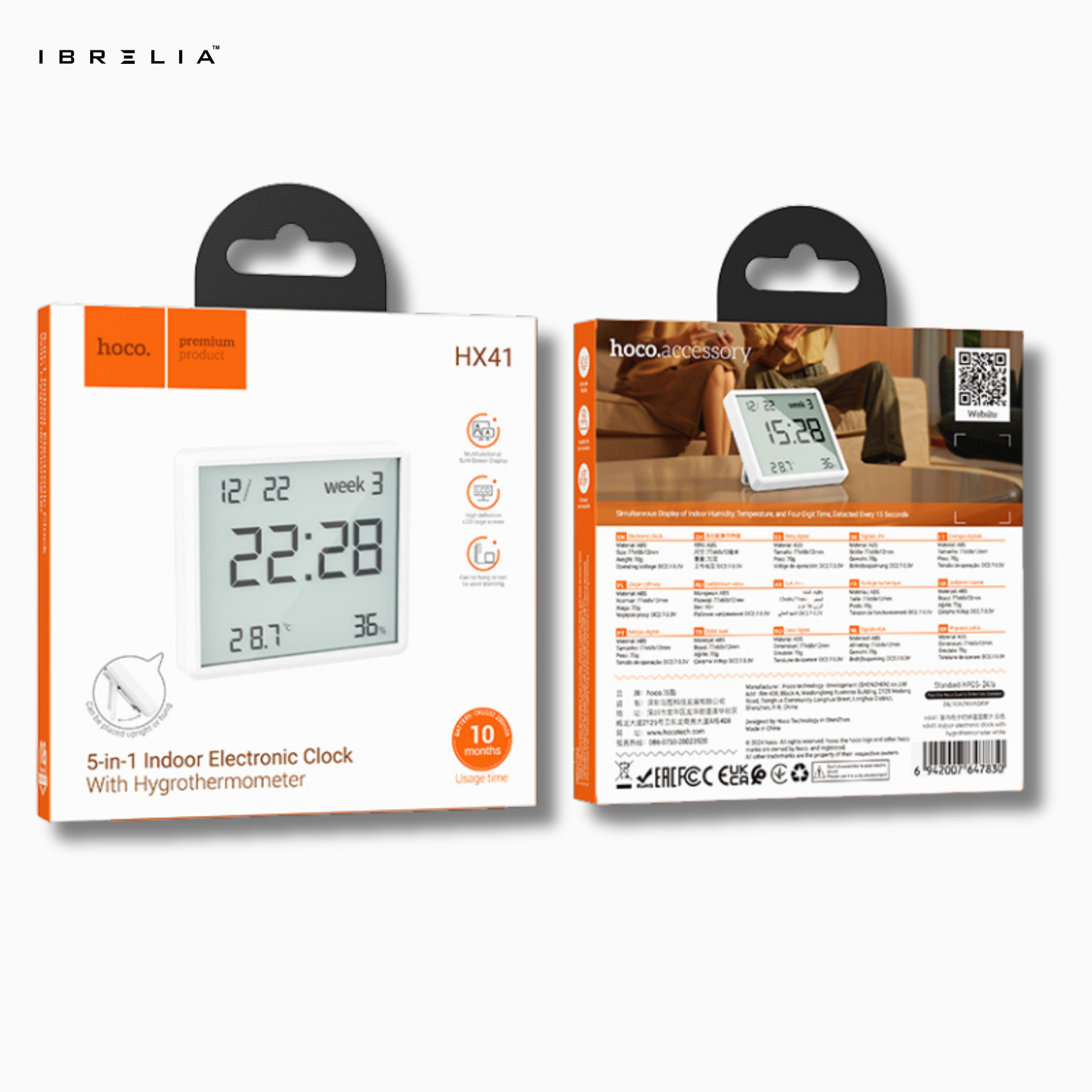HOCO HX41 – 5-in-1 Indoor Electronic Clock with Hygrothermometer | IBRELIA™