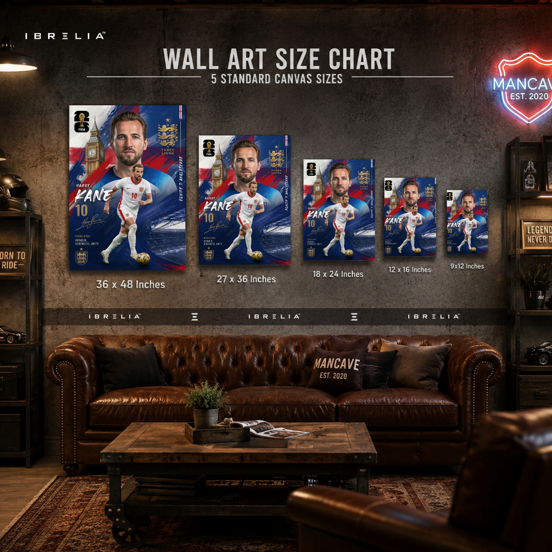 Harry Kane England FIFA World Cup 2026 Wrapped Frame Wall Art | IBRELIA™