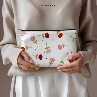 Minimal Tulip Blossom Makeup & Pencil Pouch – Cute Floral Aesthetic Organizer – IBRELIA™