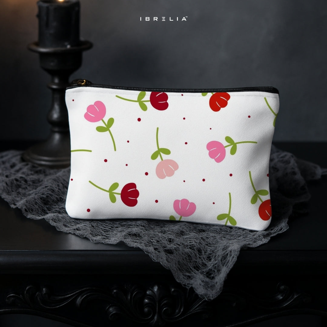 Minimal Tulip Blossom Makeup & Pencil Pouch – Cute Floral Aesthetic Organizer – IBRELIA™