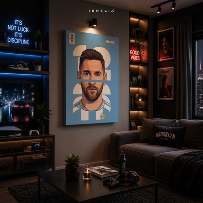 Lionel Messi Argentina FIFA World Cup 2026 Minimalist Wrapped Frame Wall Art | IBRELIA™