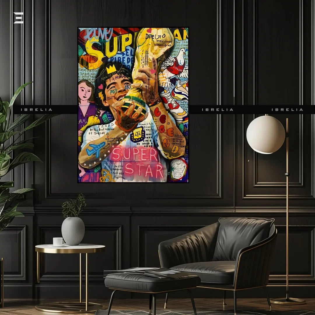 Maradona Graffiti Resin Wall Art – World Cup Superstar Pop Art Collectible | IBRELIA IBRELIA