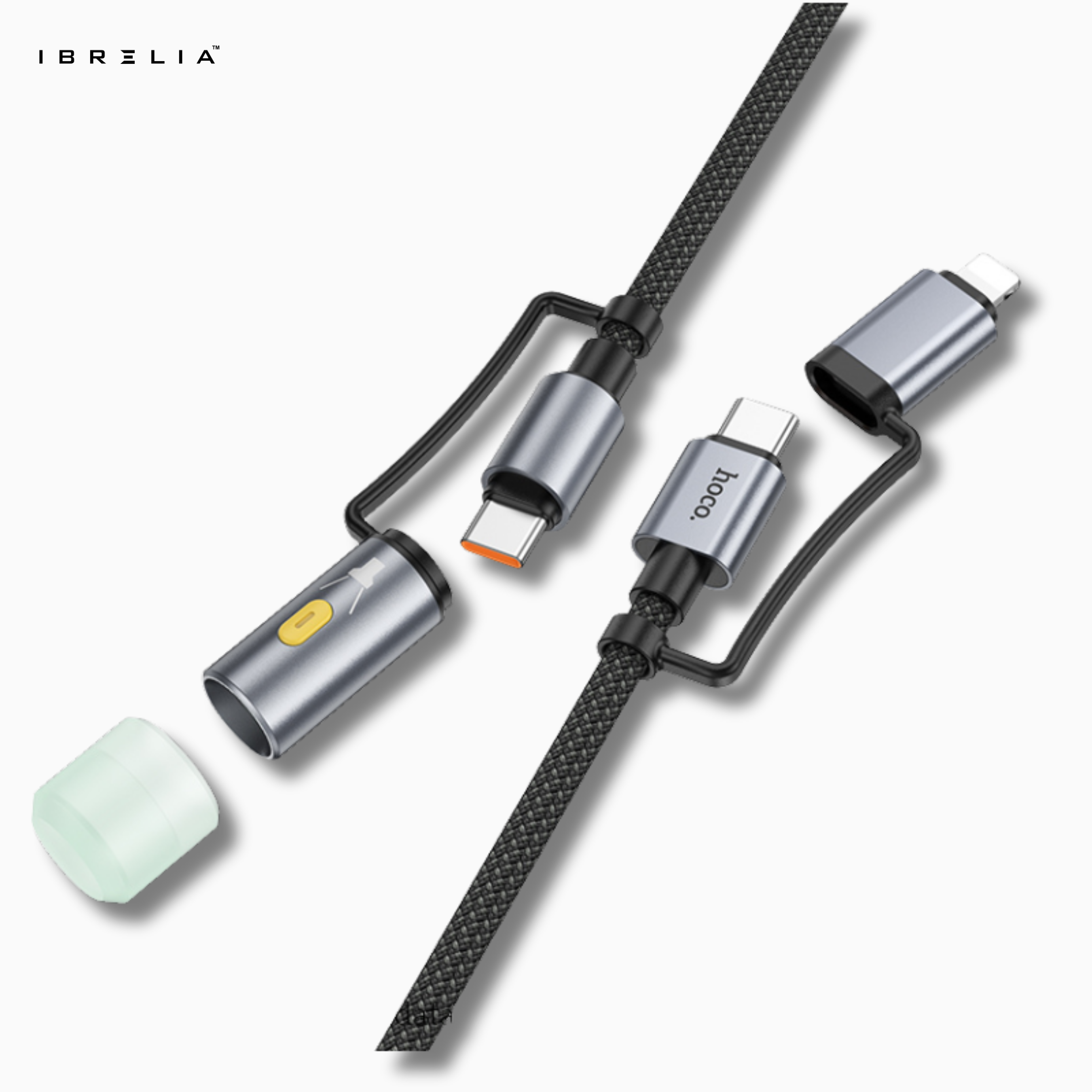 HOCO U138 All-in-One LED Light 2-in-1 Fast Charging Cable (USB-C to iP + USB-C) | IBRELIA™