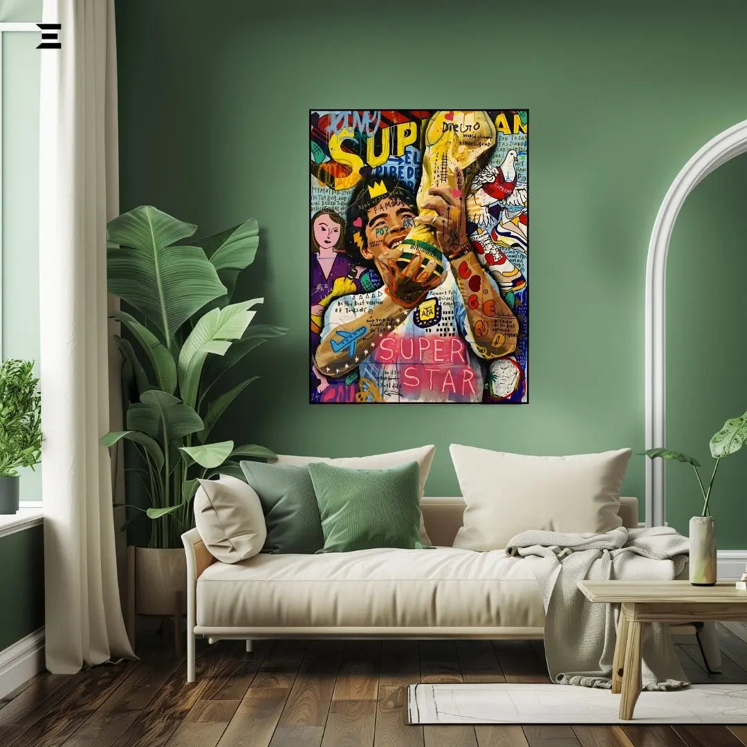 Maradona Graffiti Resin Wall Art – World Cup Superstar Pop Art Collectible | IBRELIA IBRELIA