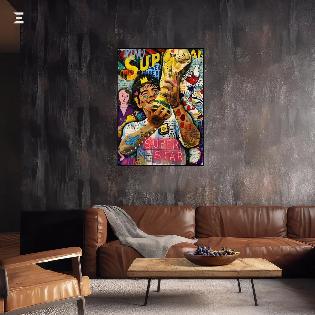 Maradona Graffiti Resin Wall Art – World Cup Superstar Pop Art Collectible | IBRELIA IBRELIA