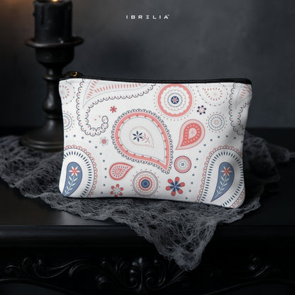 Pastel Paisley Makeup & Pencil Pouch – Elegant Boho Aesthetic Organizer – IBRELIA™