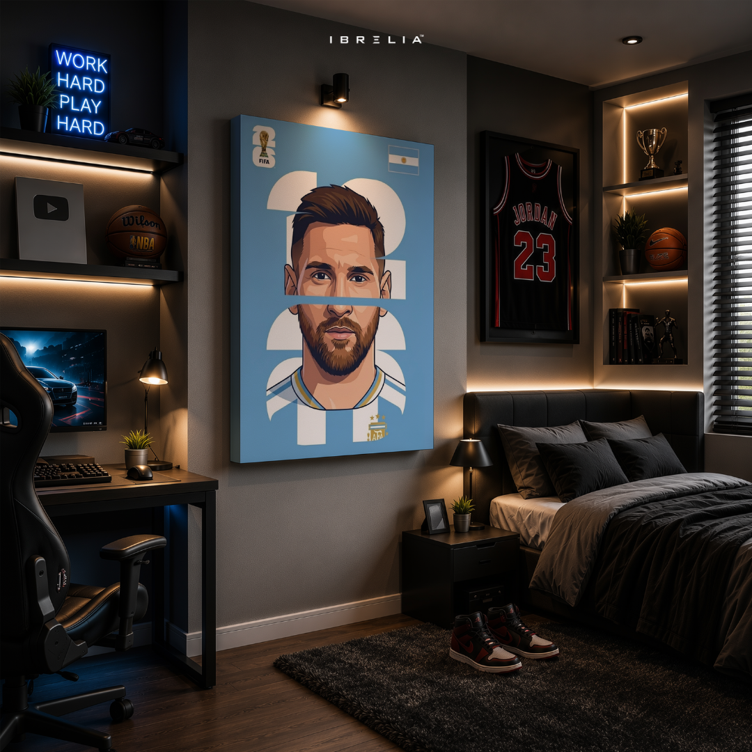 Lionel Messi Argentina FIFA World Cup 2026 Minimalist Wrapped Frame Wall Art | IBRELIA™