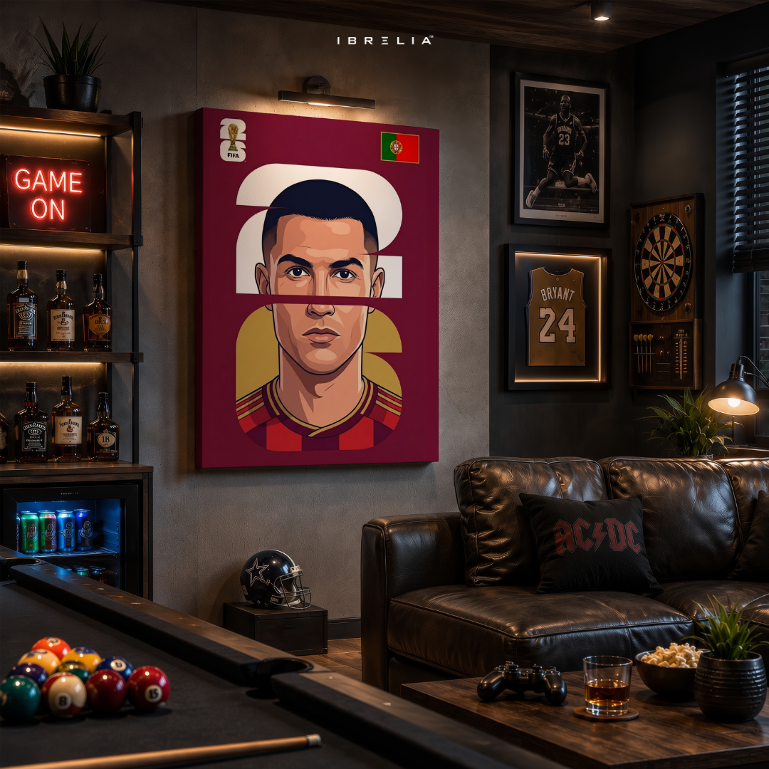 Cristiano Ronaldo Portugal FIFA World Cup 2026 Minimalist Wrapped Frame Wall Art | IBRELIA™