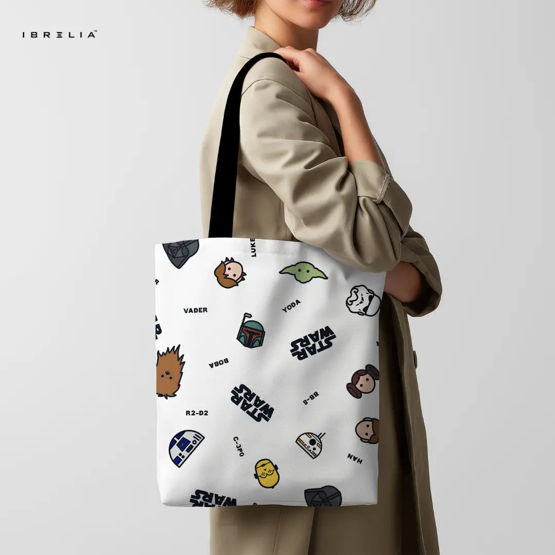 Galactic Saga Tote Bag – Cute Space Heroes Jute Tote with Velvet Handles | IBRELIA™ IBRELIA
