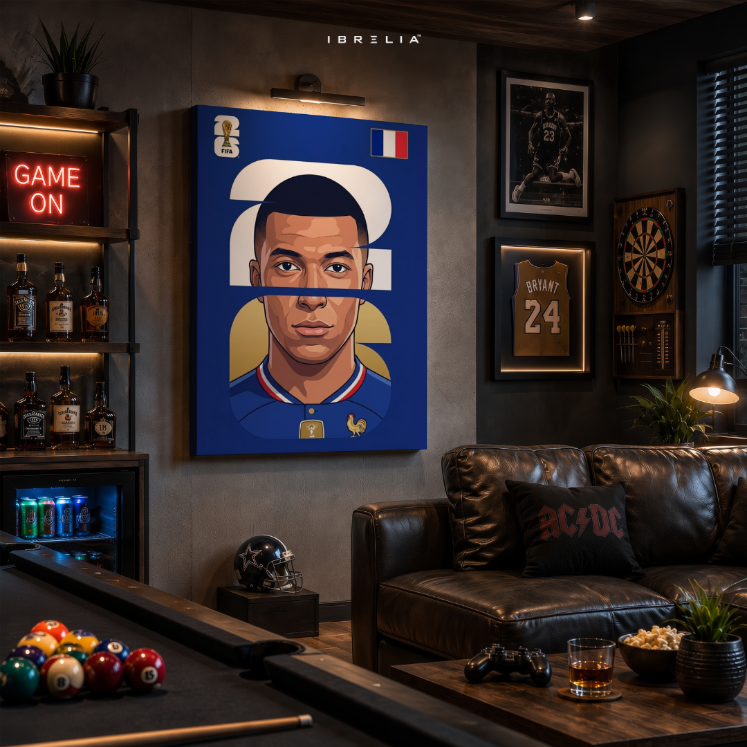 Kylian Mbappé France FIFA World Cup 2026 Minimalist Wrapped Frame Wall Art | IBRELIA™