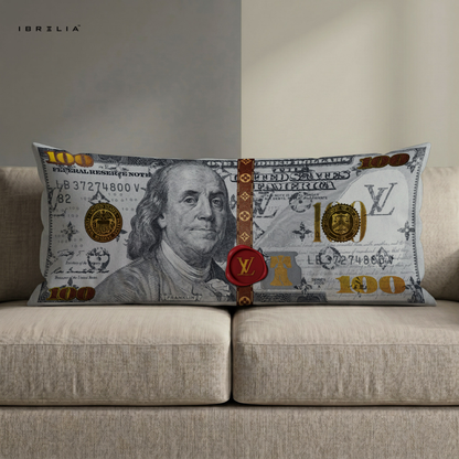 IBRELIA™ Luxury Money Strap Ultra Wide Cushion – Premium Jute Designer Sofa Pillow (46 x 19 Inches) IBRELIA
