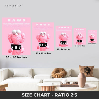 Pink KAWS Companion NGV 3 Panel 4K Ultra HD Wall Art in Pakistan | IBRELIA™ IBRELIA