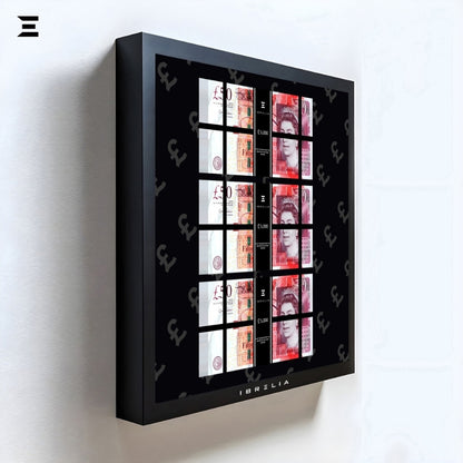 IBRELIA™ 3D Pound Money Frame – £50 Stacks | Premium Luxury Acrylic Display Frame