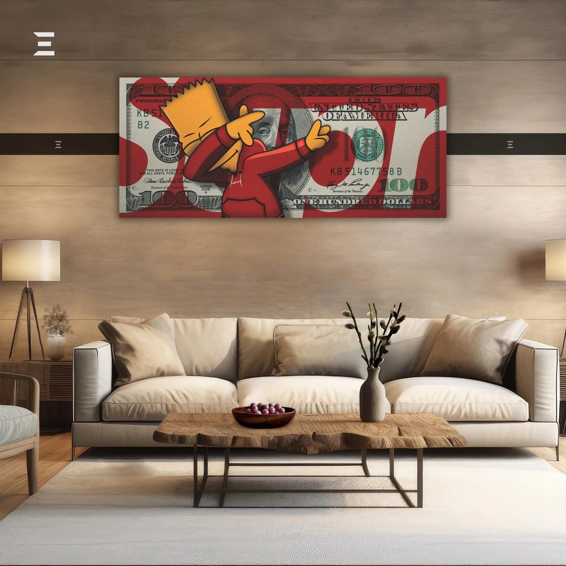 Ultra Wide Wall Art – Bart Simpson x $100 Dollar Bill | IBRELIA IBRELIA