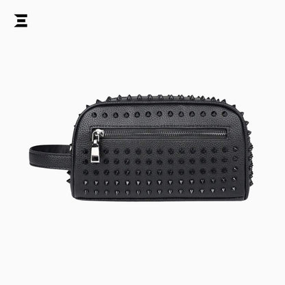 Elegant Black Rivet Leather Wrist Clutch – Unisex Evening & Party Bag IBRELIA™ - IBRELIA