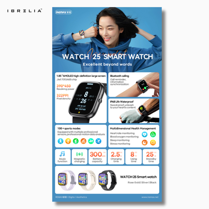 REMAX Smartwatch WATCH25 | Magnetic Strap | Waterproof Design | Dynamic Display | IBRELIA™