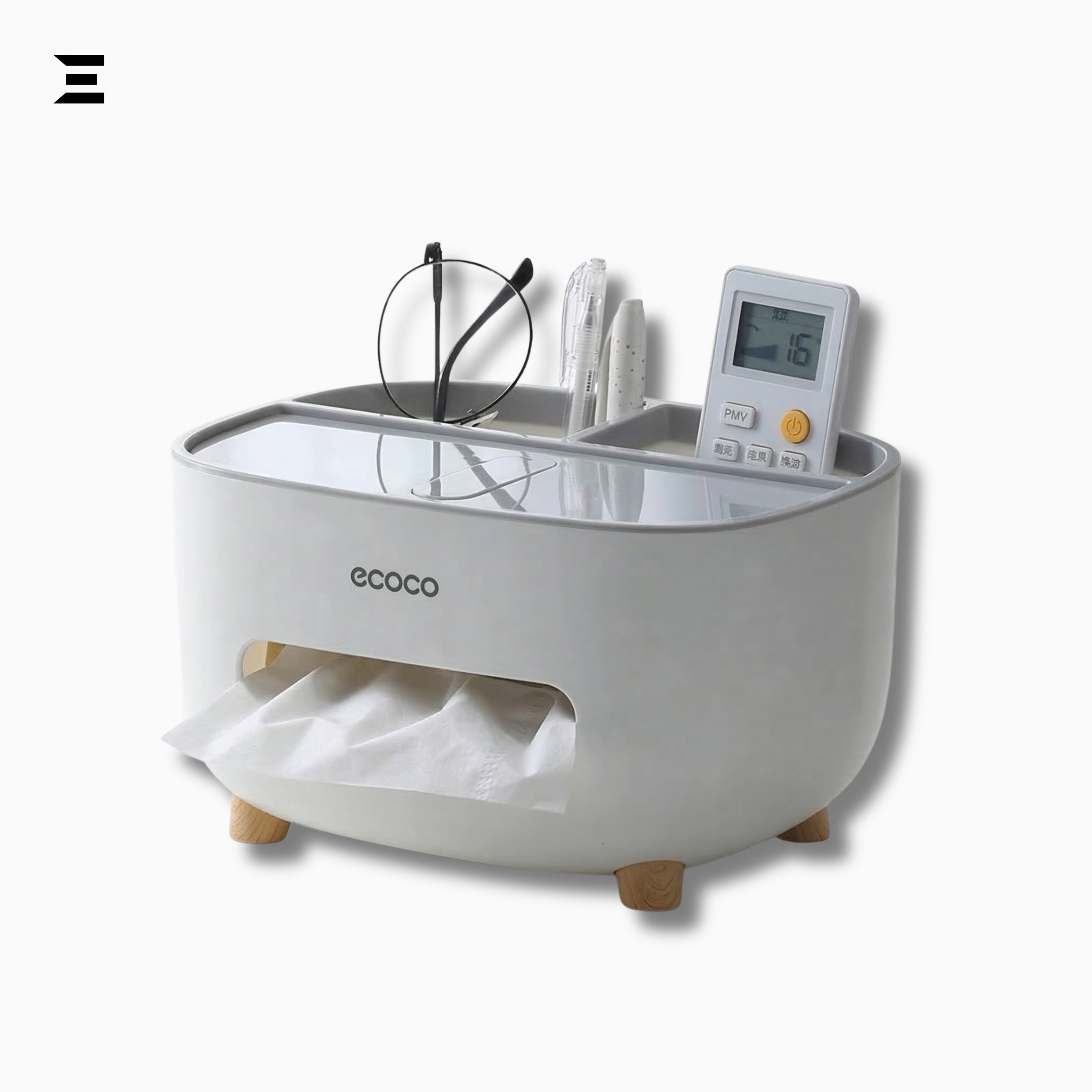 Multifunction Tissue Box Organizer with Phone Holder | Desk Storage & Tissue Dispenser | IBRELIA™