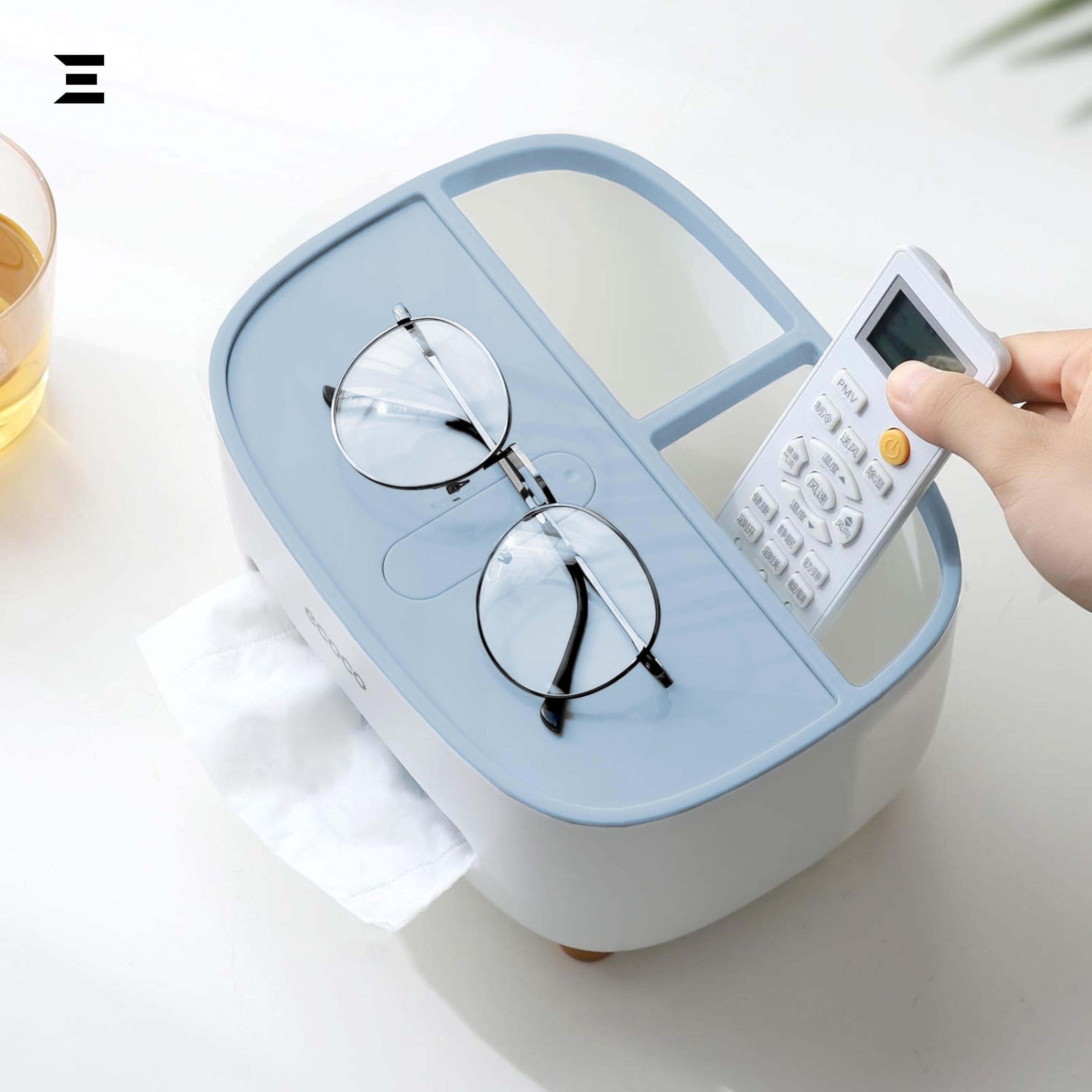 Multifunction Tissue Box Organizer with Phone Holder | Desk Storage & Tissue Dispenser | IBRELIA™