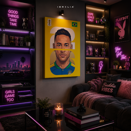 Neymar Jr Brazil FIFA World Cup 2026 Minimalist Wrapped Frame Wall Art | IBRELIA™