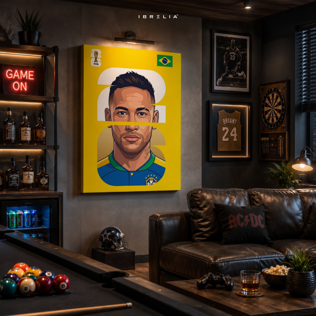 Neymar Jr Brazil FIFA World Cup 2026 Minimalist Wrapped Frame Wall Art | IBRELIA™