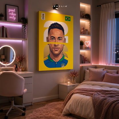 Neymar Jr Brazil FIFA World Cup 2026 Minimalist Wrapped Frame Wall Art | IBRELIA™