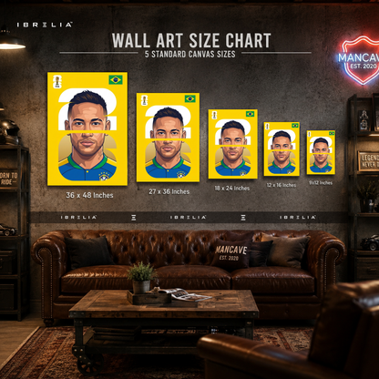 Neymar Jr Brazil FIFA World Cup 2026 Minimalist Wrapped Frame Wall Art | IBRELIA™