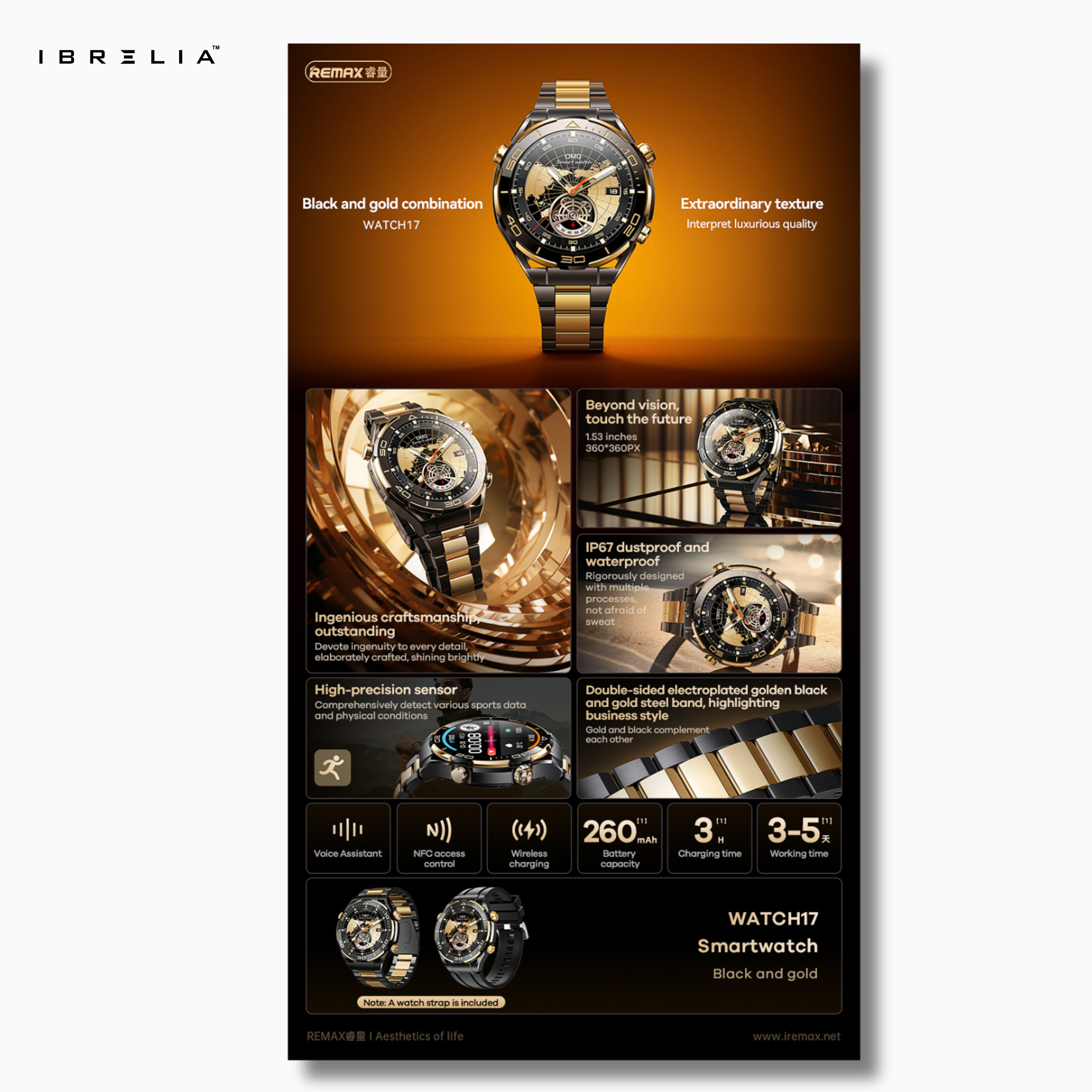 REMAX Smart Watch WATCH17 | Premium Alloy Build | Dual Watchbands Included | IBRELIA™