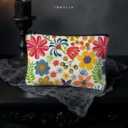 Retro Floral Garden Makeup & Pencil Pouch – Colorful Boho Aesthetic Organizer – IBRELIA™