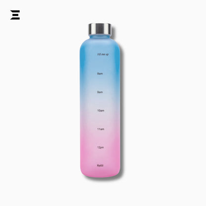 Blue Pink Gradient Motivational Water Bottle with Time Marker | Daily Hydration Reminder Bottle | IBRELIA™ IBRELIA