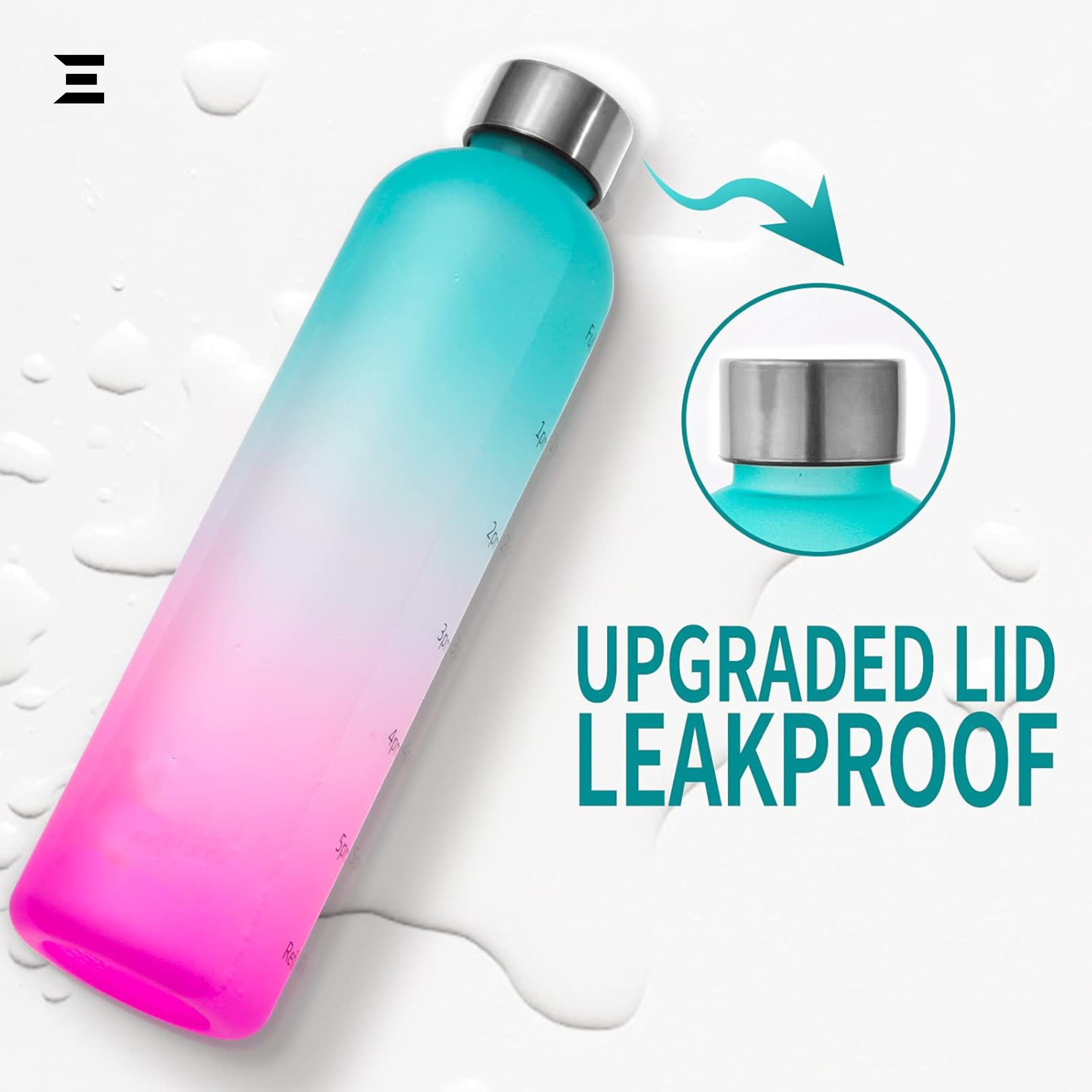 Gradient Motivational Water Bottle with Time Marker | Daily Hydration Reminder Bottle | IBRELIA™ IBRELIA