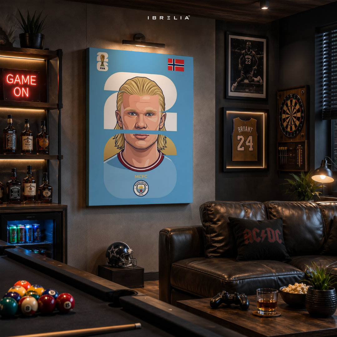 Erling Haaland Norway FIFA World Cup 2026 Minimalist Wrapped Frame Wall Art | IBRELIA™