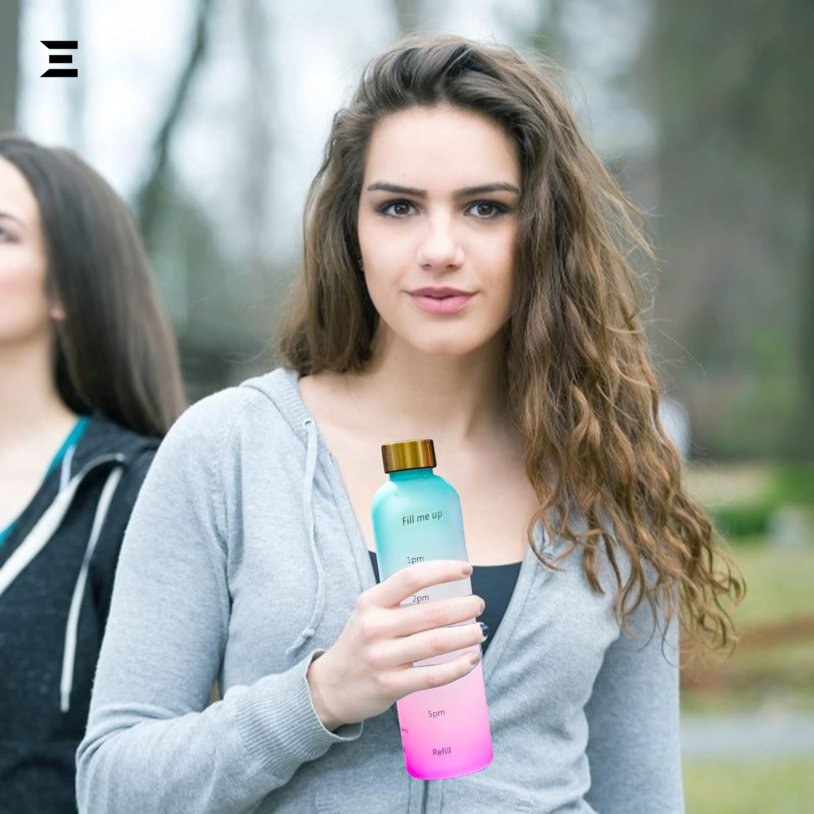 Purple Gradient Motivational Water Bottle with Time Marker | Daily Hydration Reminder Bottle | IBRELIA™ IBRELIA