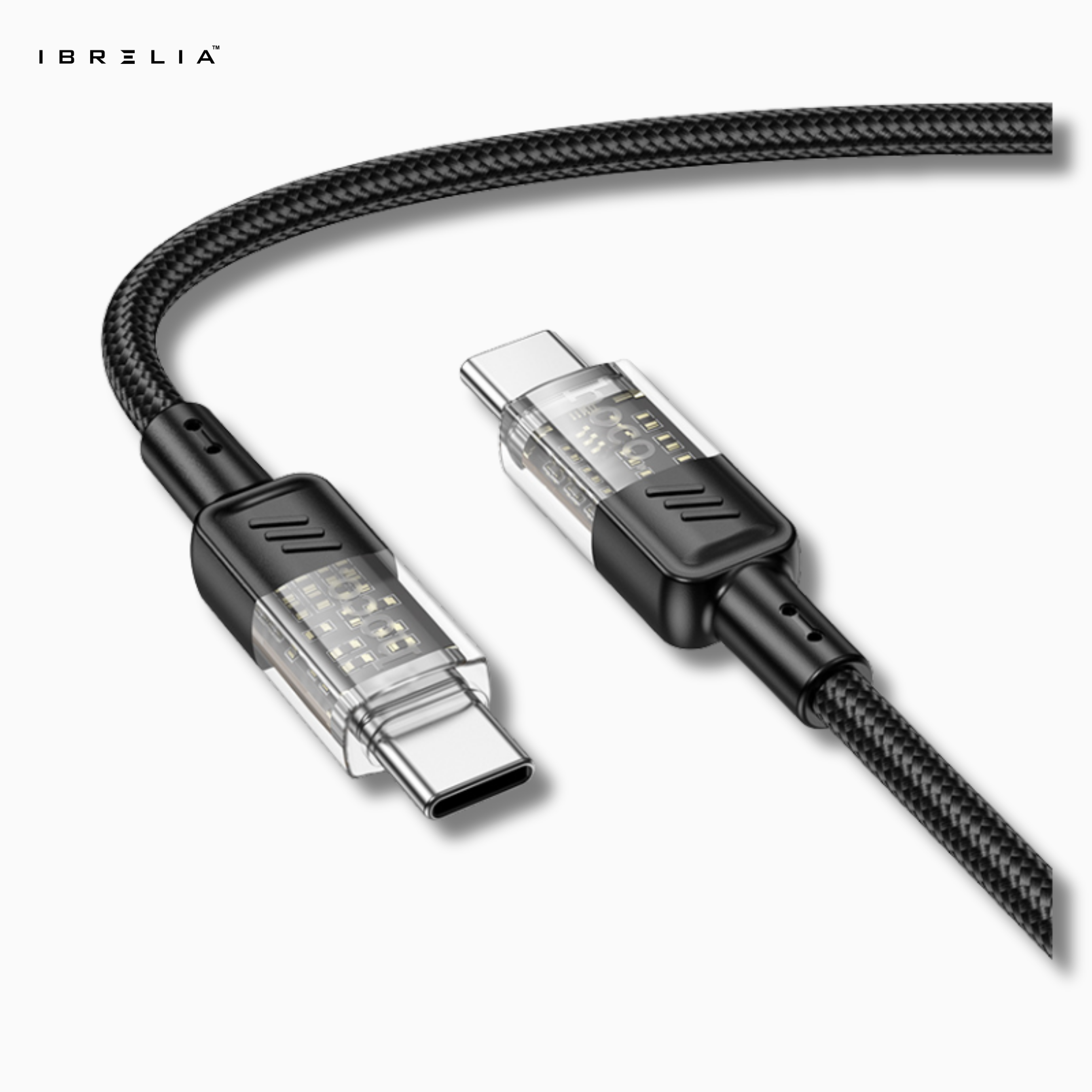 HOCO U129 Spirit Transparent 60W Fast Charging Cable (USB-C to USB-C) | IBRELIA™