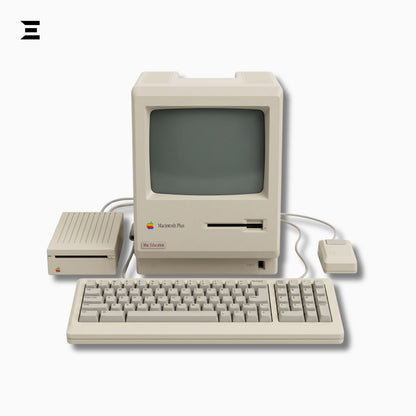 Apple Macintosh Plus 1MB (1986) | Brand New | Vintage Macintosh Computer | M0110A Keyboard, M0100 Mouse & External Drive – Complete Set