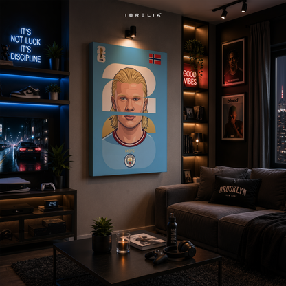 Erling Haaland Norway FIFA World Cup 2026 Minimalist Wrapped Frame Wall Art | IBRELIA™