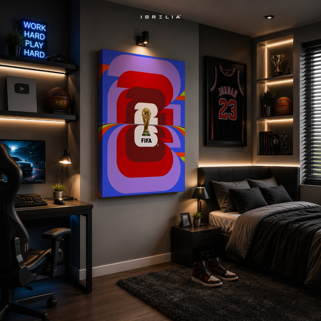 FIFA World Cup 2026 Official Emblem Abstract Wrapped Frame Wall Art | IBRELIA™