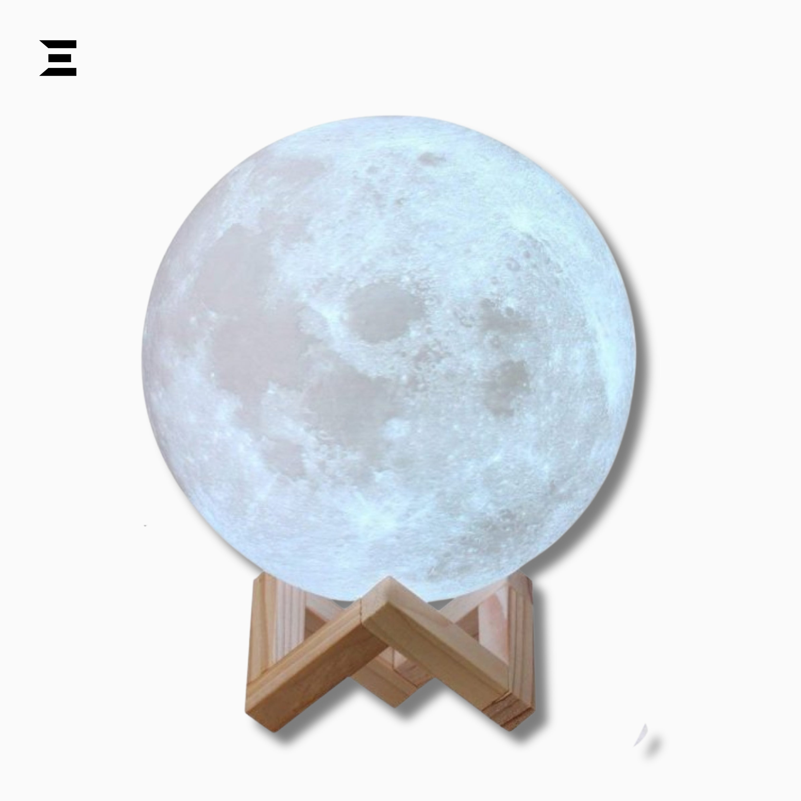 3D Moon Lamp with Wooden Stand – Realistic Lunar LED Night Light | Decorative Moon Light | IBRELIA™