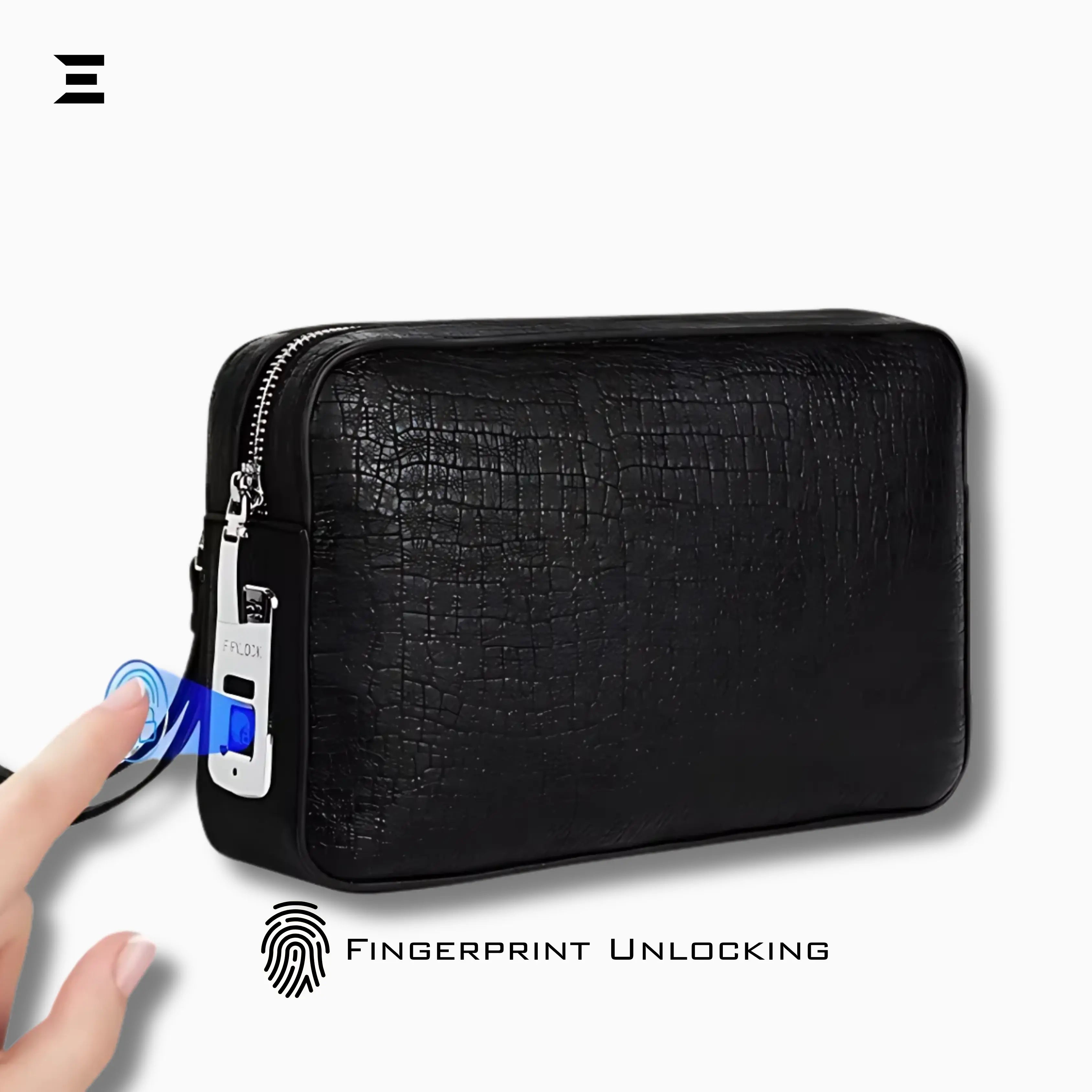 Luxury Fingerprint Lock Leather Clutch Bag – Secure Smart Handbag IBRELIA™ IBRELIA