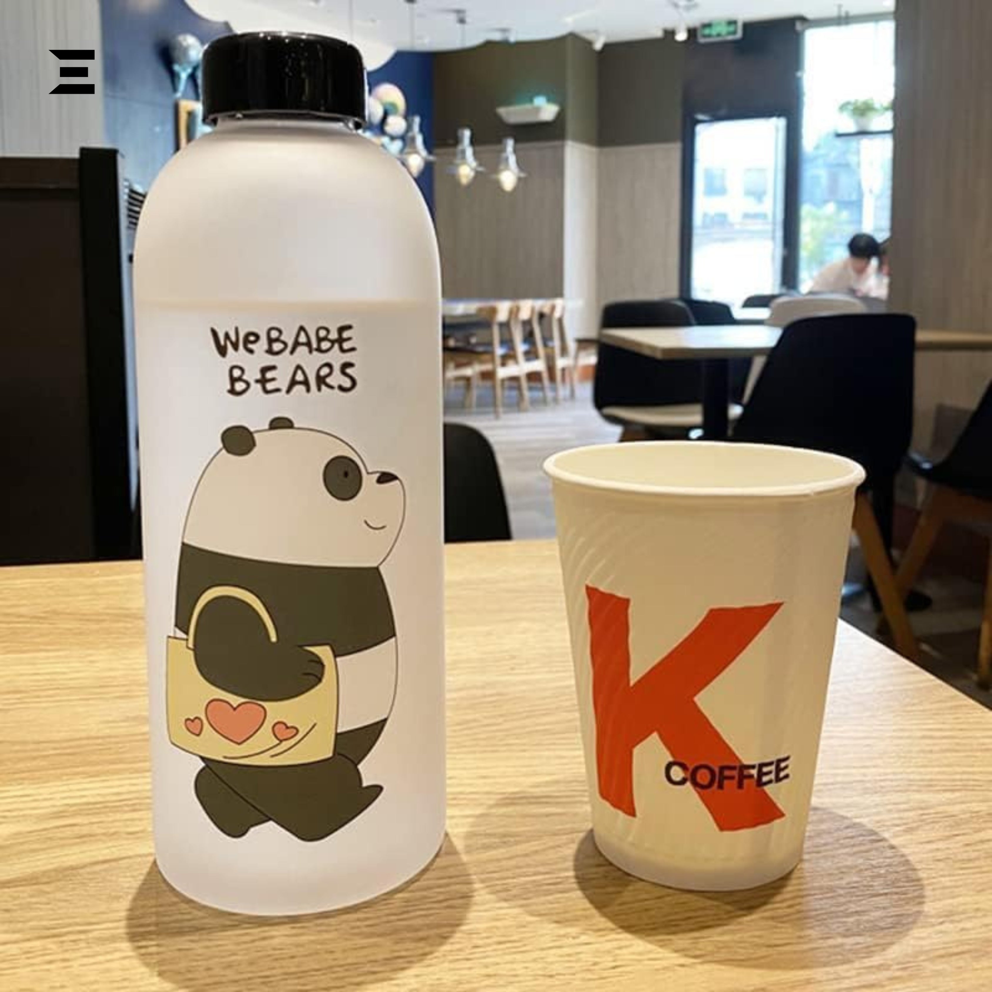 We Bare Bears Panda Cartoon Water Bottle with Straw – Matte Transparent Cute Drink Bottle | IBRELIA™ IBRELIA