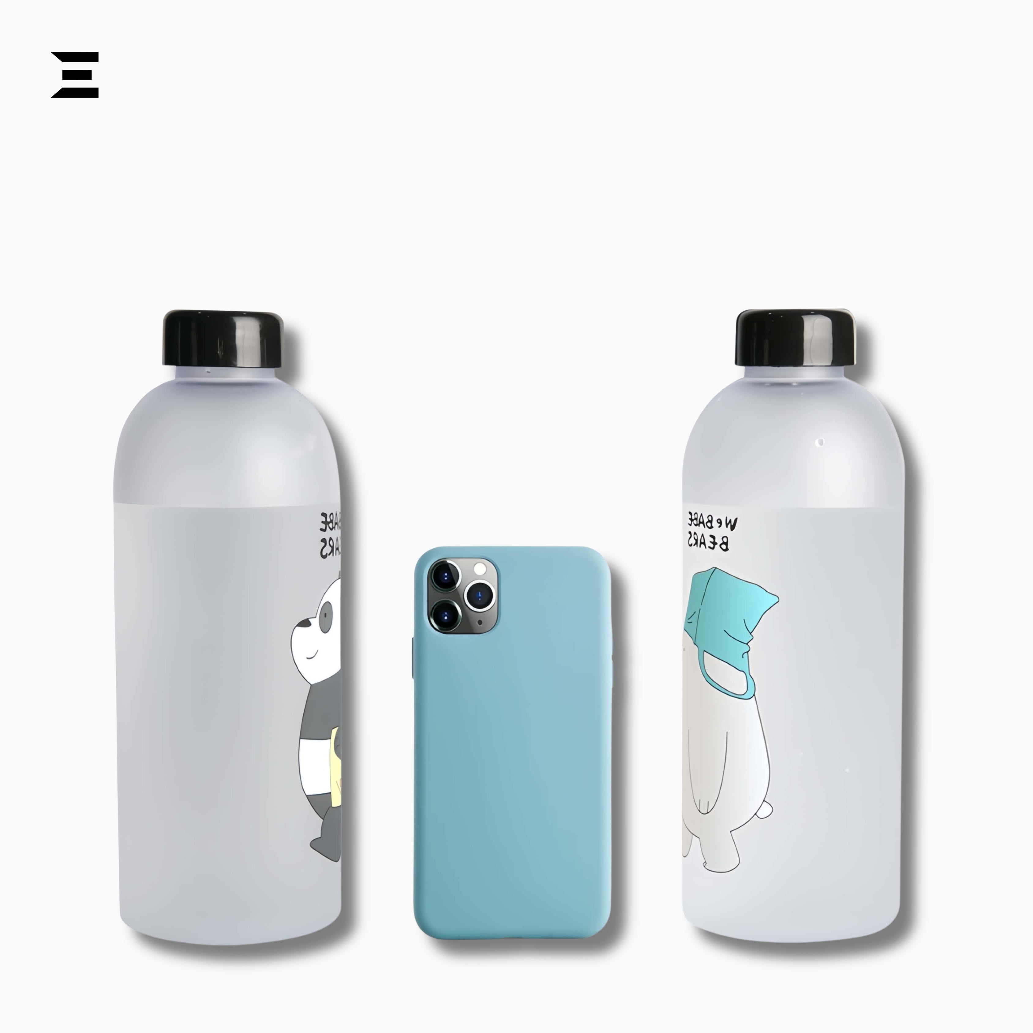 We Bare Bears Panda Cartoon Water Bottle with Straw – Matte Transparent Cute Drink Bottle | IBRELIA™ IBRELIA