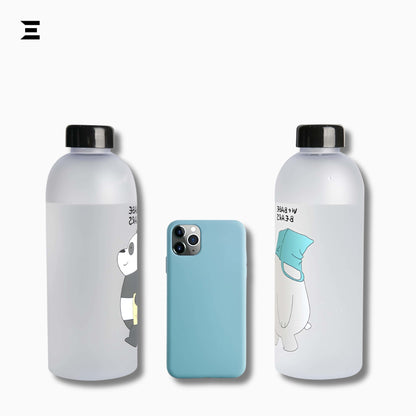 We Bare Bears Panda Cartoon Water Bottle with Straw – Matte Transparent Cute Drink Bottle | IBRELIA™ IBRELIA