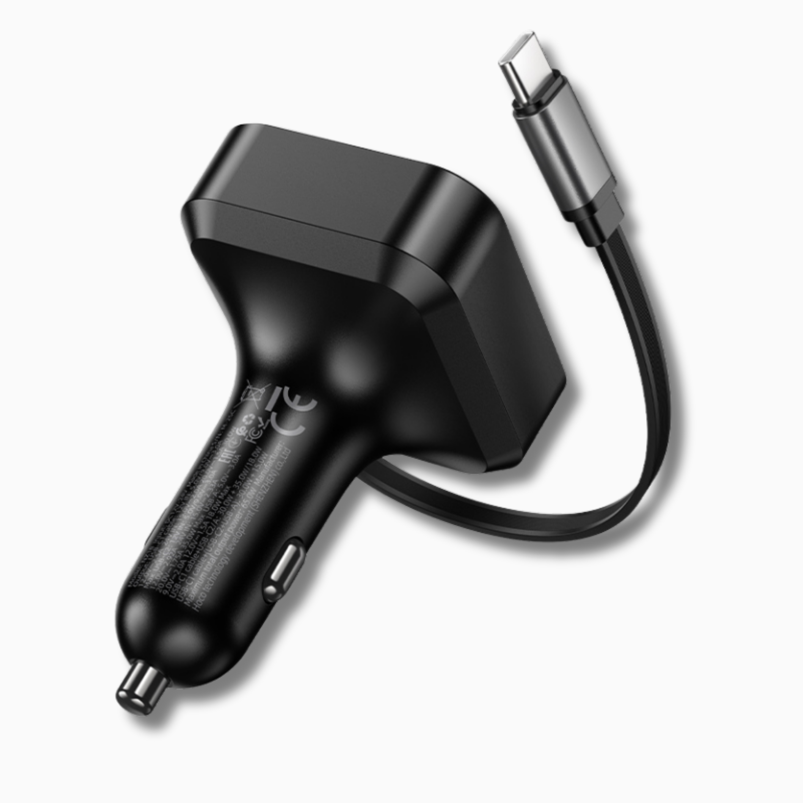 HOCO NZ18 Guardian PD65W Car Charger with Retractable Cable (2C1A) | IBRELIA™