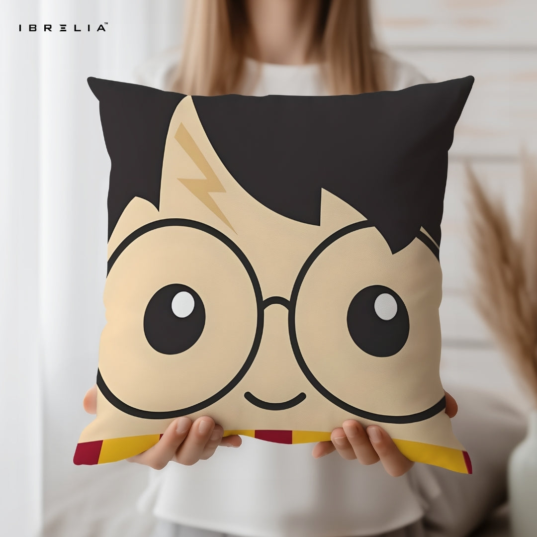 Harry Potter Cartoon Cushion 15x15 Inch | Wizard Aesthetic Pillow | IBRELIA™ IBRELIA