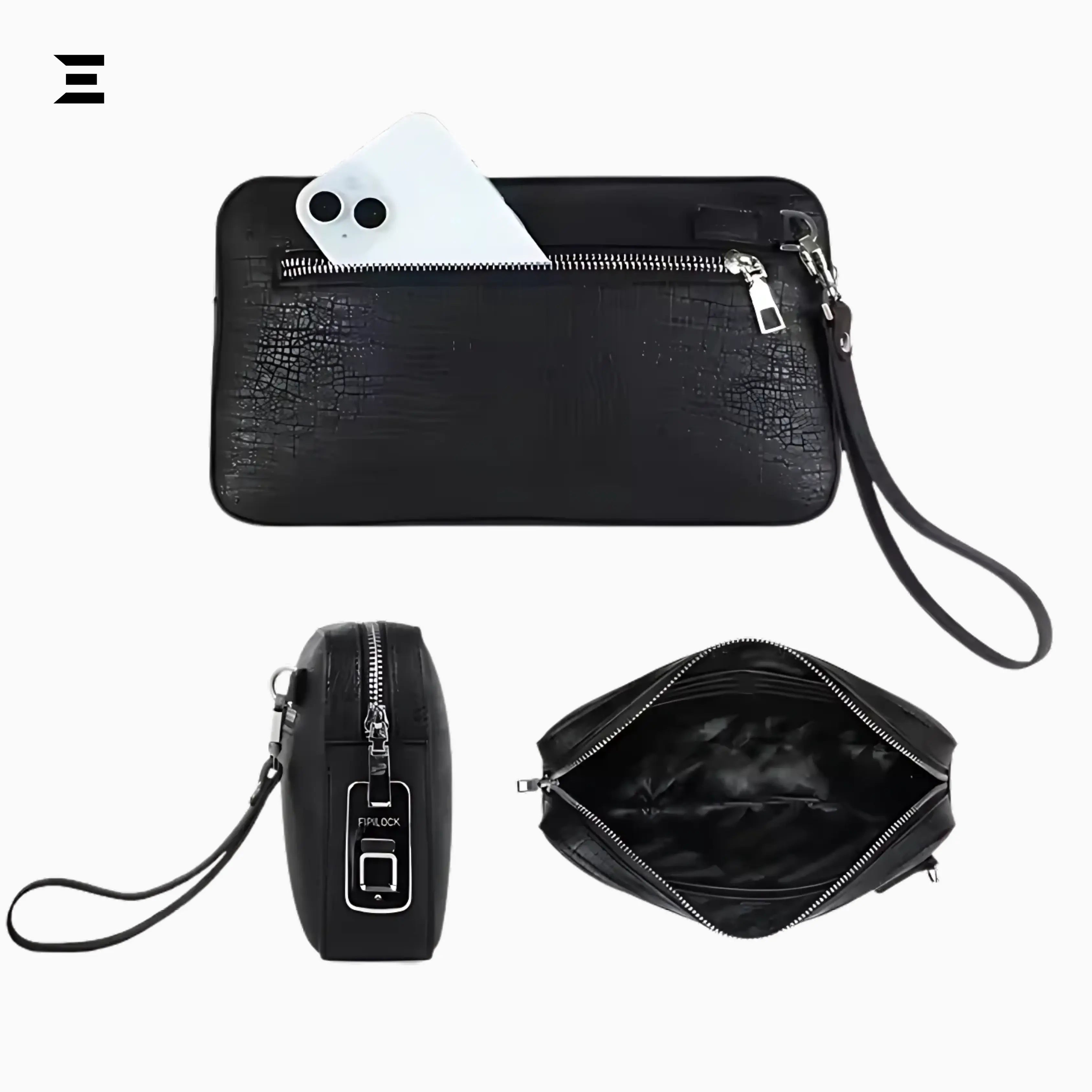 Luxury Fingerprint Lock Leather Clutch Bag – Secure Smart Handbag IBRELIA™ IBRELIA