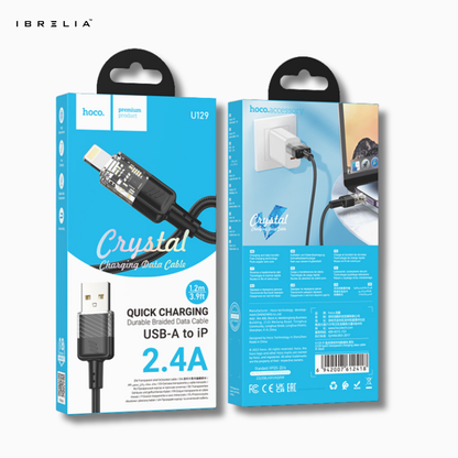 HOCO U129 Spirit Transparent 2.4A Charging Cable (USB-A to iPhone) | IBRELIA™