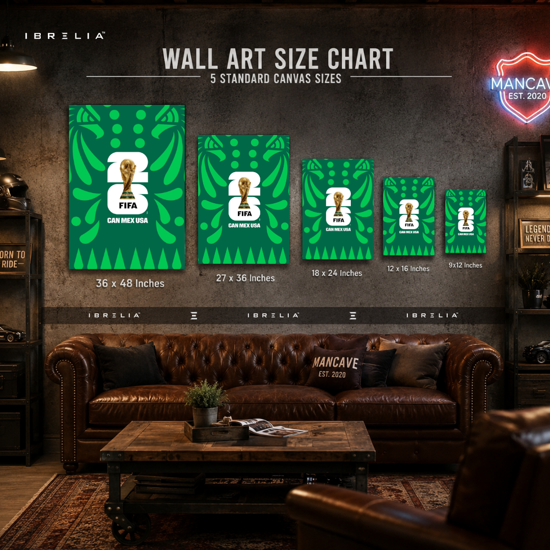 FIFA World Cup 2026 CAN MEX USA Emblem Wrapped Frame Wall Art | Green Edition | IBRELIA™