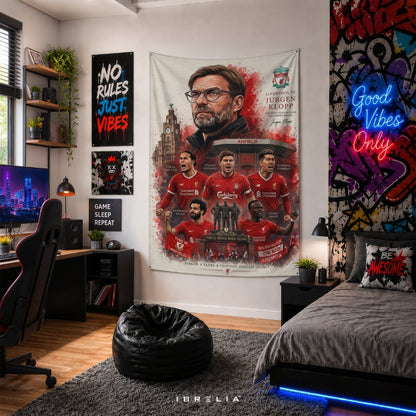 Liverpool FC Legends Premium Jute Fabric Tapestry | Anfield Football Club Wall Hanging | IBRELIA™