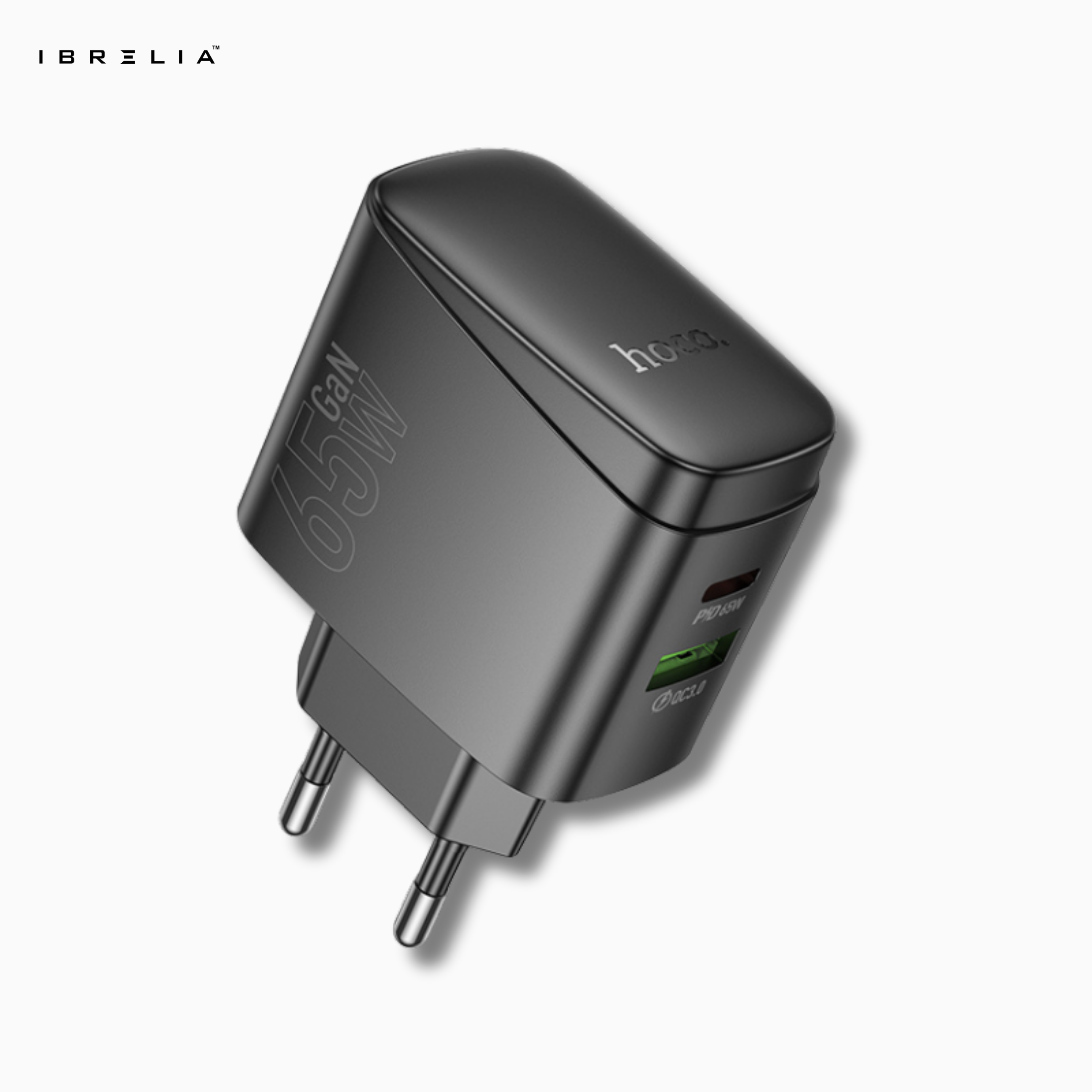 HOCO CS63A Bright PD65W Dual-Port Fast Charger (USB-C + USB-A | 65W Total Output | EU Plug) | IBRELIA™