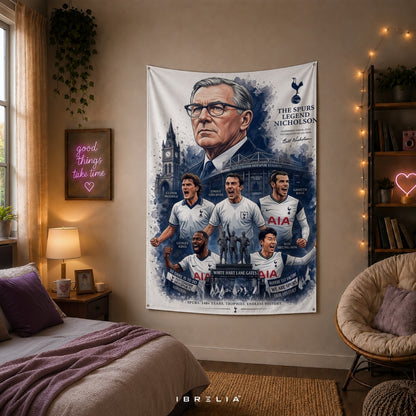 Tottenham Hotspur Legends Premium Jute Fabric Tapestry | Tottenham Hotspur Stadium Wall Hanging | IBRELIA™